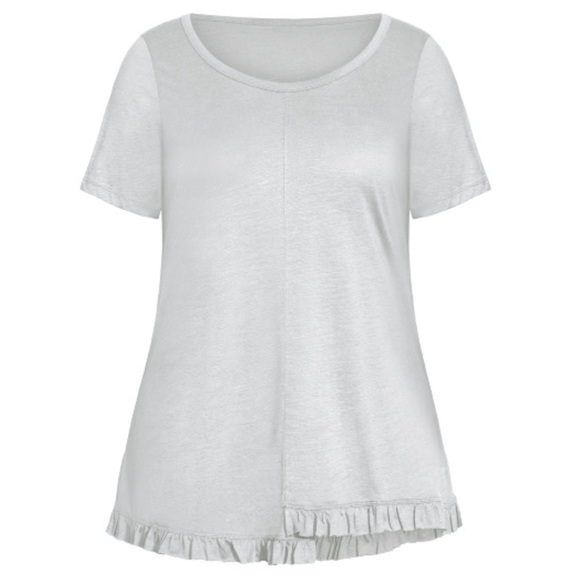 Zim & ZOE Gray Cotton Mae Ruffle Hem Top Size 20 NWT (R17.5) - Picture 2 of 6